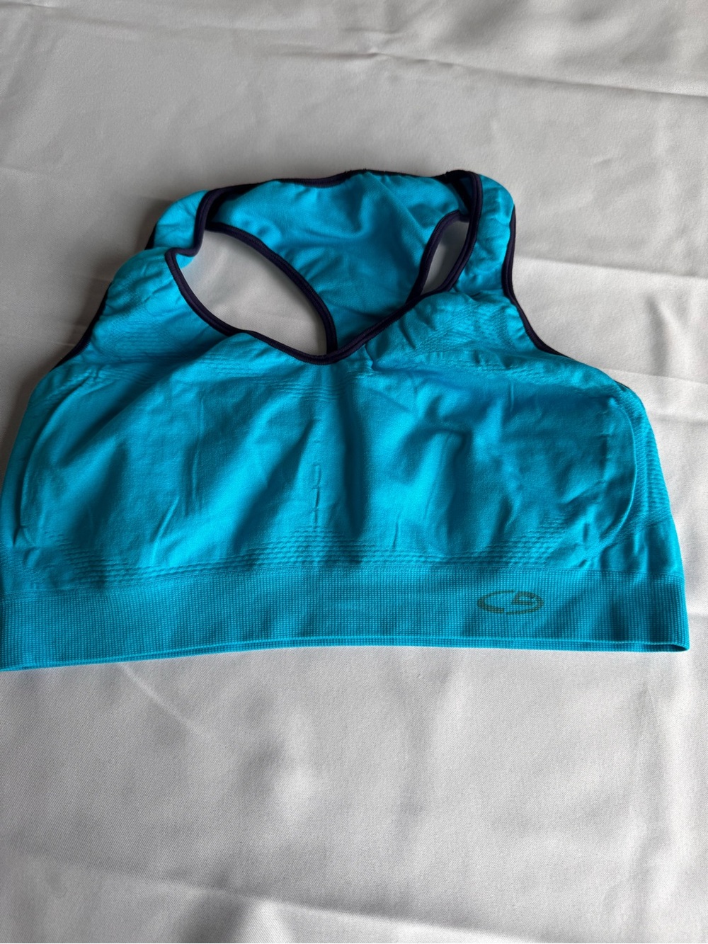 Champion Turquoise Racerback Sports Bra with Navy Trim
